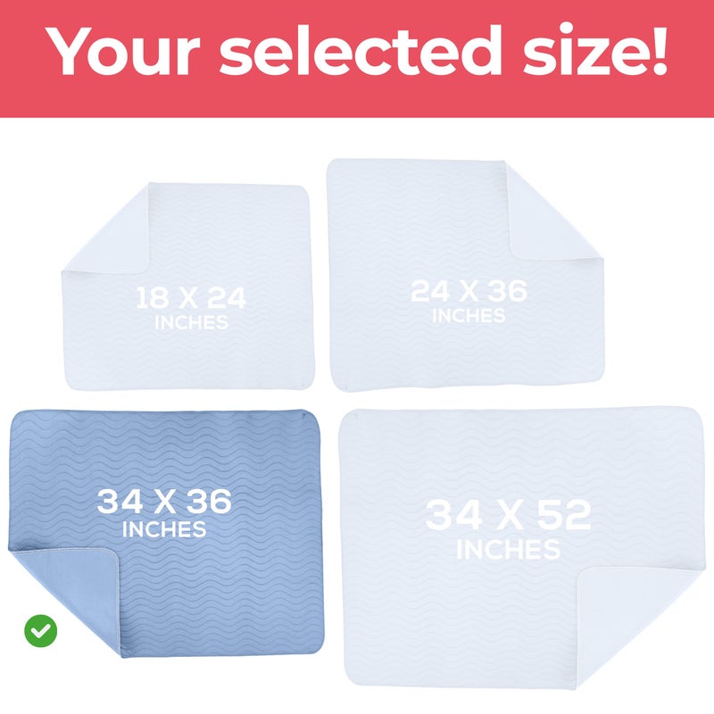 Utopia Bedding Washable Underpads 34" x 36" (Pack of 4), Waterproof Reusable Heavy Absorbency Incontinence Bed Pads for Adults, Kids, Elderly and Pets, Bedwetting Pads for Sofa and Couch (Blue) - Image 4